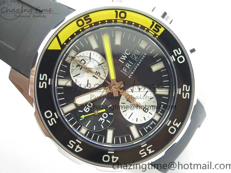 MIROTIME 0327 Aquatimer Chrono IW376702 SS BLS 1:1 Best Edition Black Dial on Black Rubber Strap A WellDesigned 7105